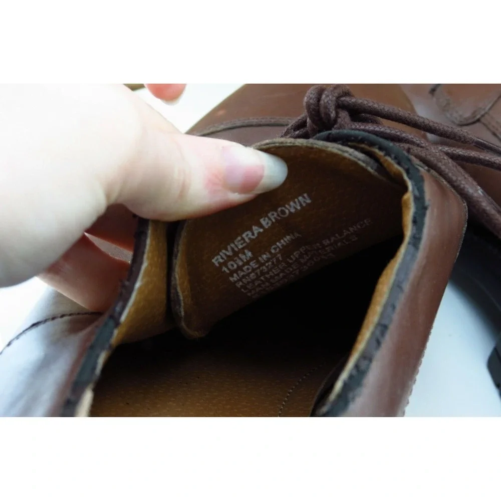 Croft & Barrow Shoes Sz 10.5 M Almond Toe Brown‎ Derby Oxfords Leather Men